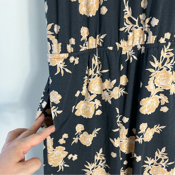 Pact Organic Cotton Size Medium Floral Grey Beige Wide Leg Sleeveless Jumpsuit - Picture 9 of 12